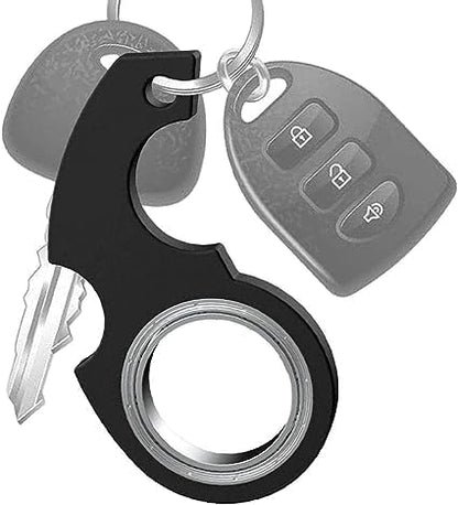 Black Keychain Spinner Fidget Ring Toy,Keychain Spinner Fidget Ring Metal Key Chain Spinner Fidget