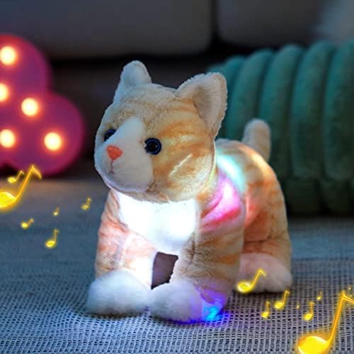 Glow Guards 14'' Light up Musical Kitty Stuffed Animal Soft Realistic Cat Plush Toy with LED Night