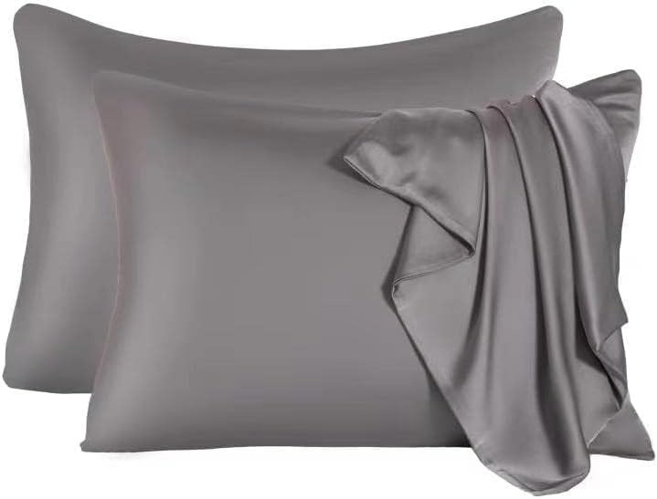 2 Pcs Mulberry Silk Pillowcase for Hair and Skin,Cooling Silk Pillow Case with Hidden