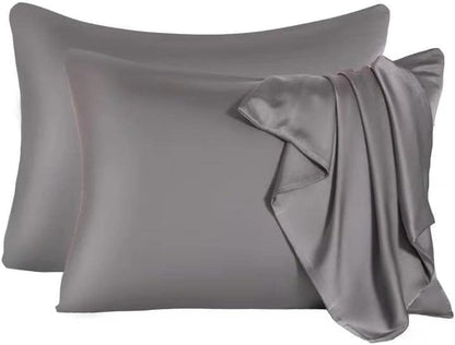 2 Pcs Mulberry Silk Pillowcase for Hair and Skin,Cooling Silk Pillow Case with Hidden