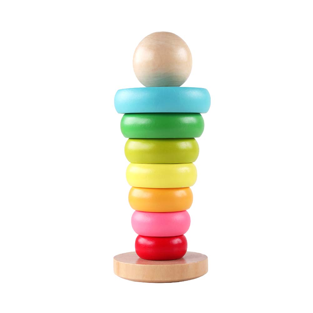 GEMEM Stacking Rings Toy Wooden Rainbow Stacker