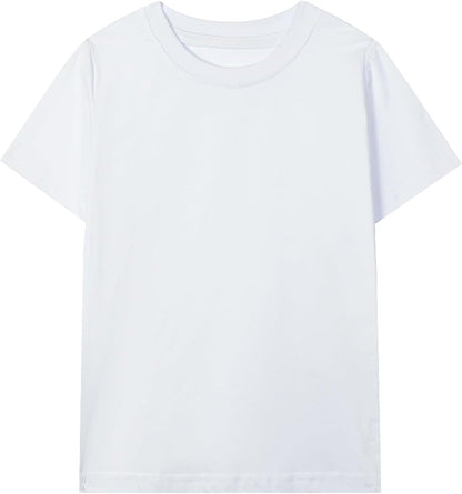 HILEELANG Kids Boy Basic Plain Cotton T-Shirts Short Sleeve Crew Neck Summer Tees 4packs 6-12 Years