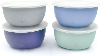 Elk and Friends Stainless Steel Bowls + Silicone Sleeve and Storage Lid | Baby, Toddler, Kids |