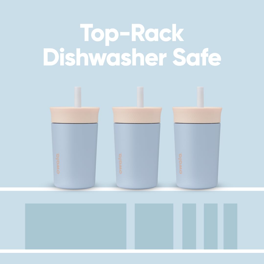 Owala Kids Insulation Stainless Steel Tumbler with Spill Resistant Flexible Straw, Easy to Clean
