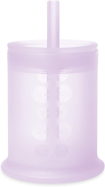 Olababy Silicone Training Cup with Straw Lid | Babies Water Drinking Cup | 6+ Mo Infant To 12-18