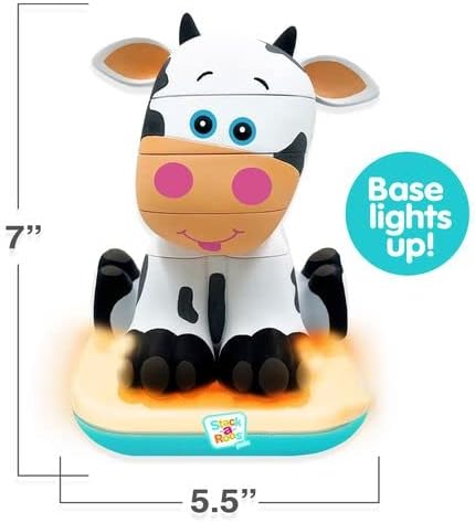Stack-a-Roos Baby Cow by Salus Brands - Animal Stacking Toy, Educational Early Learning Toy for