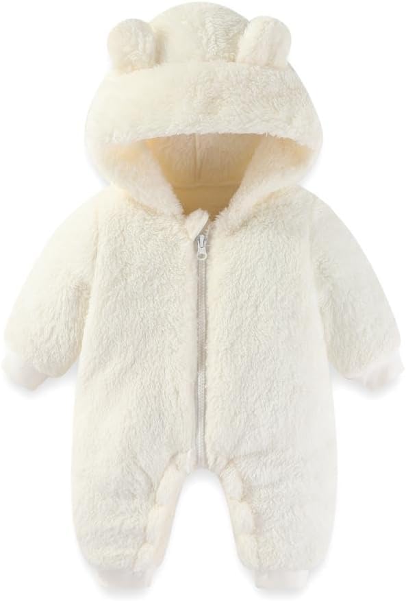 UVIPC Baby Newborn Bear Outfit Fleece Snowsuit Winter Clothes Hooded Jumpsuit Romper for Baby boy