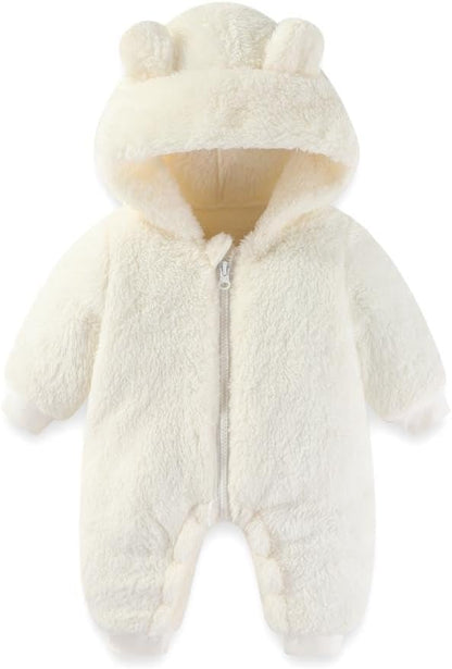 UVIPC Baby Newborn Bear Outfit Fleece Snowsuit Winter Clothes Hooded Jumpsuit Romper for Baby boy