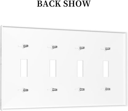 Light Switch Covers Modern White Gray Marble Quad Toggle Electrical Faceplate 4 Gang Wall Plate