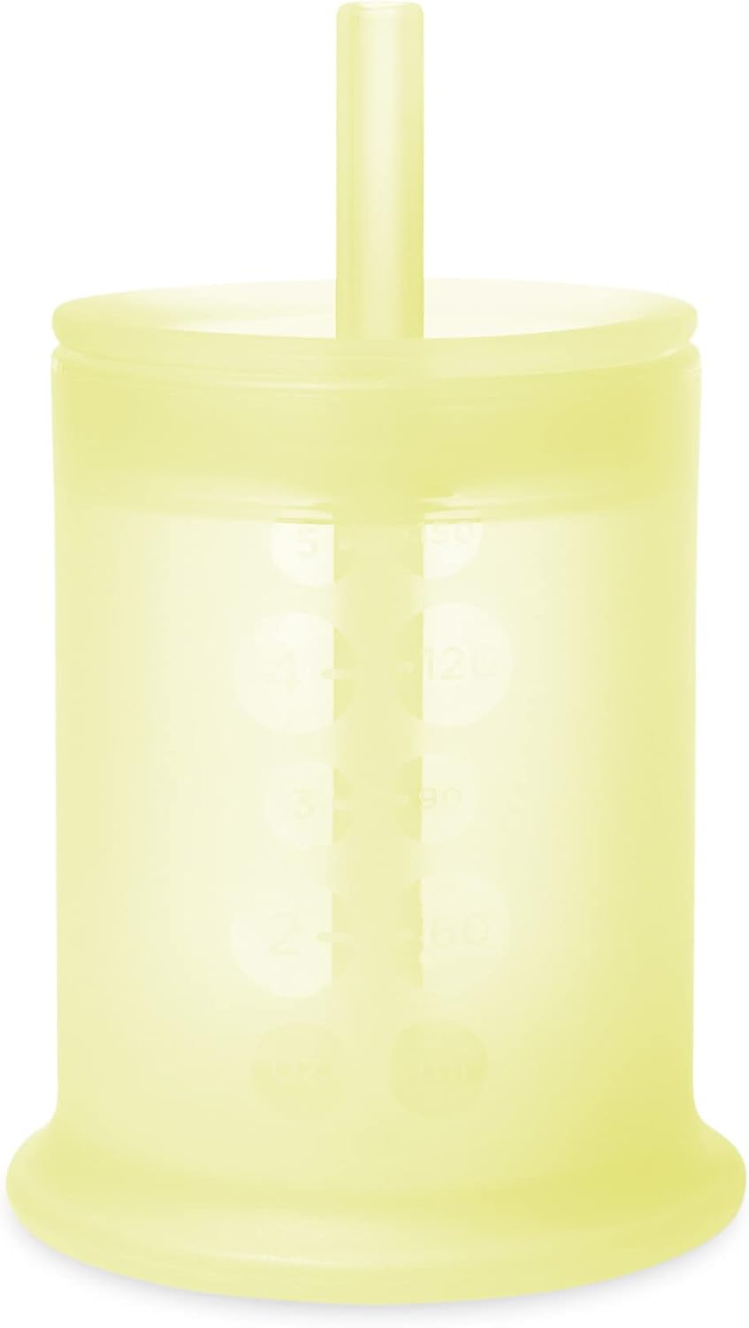 Olababy Silicone Training Cup with Straw Lid | Babies Water Drinking Cup | 6+ Mo Infant To 12-18