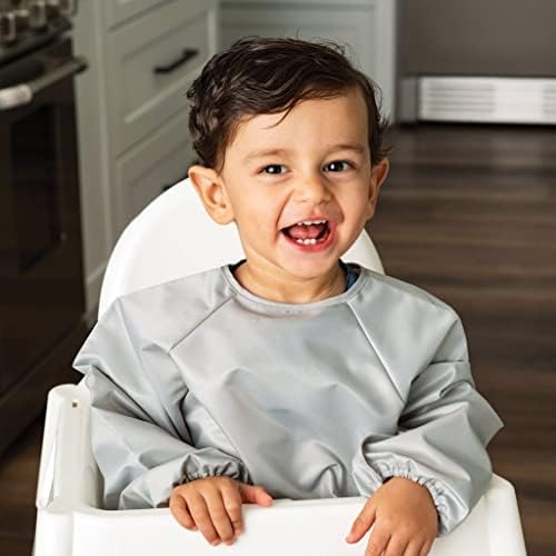 Tiny Twinkle Mess Proof Baby Bibs, 2pk Waterproof Smock Baby Bibs for Eating, Machine Washable Long