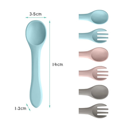 Vicloon Silicone Baby Fork and Spoon Set, 6PCS Baby Led Weaning Utensils, First Stage Feeding Set