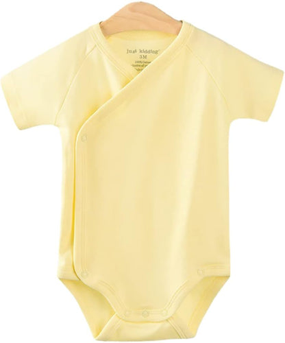 Baby Boys Girls Short Sleeves Kimono Clothes Cotton Baby Side-Snap Bodysuit Pack of Baby Layette Set