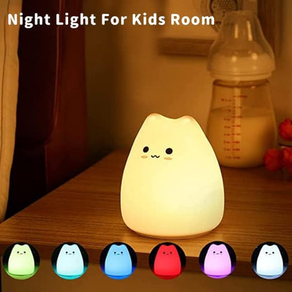 ZKLiLi Cat Night Light for Kids,Cute Night Lamp for Nursery,Squishy Silicone Cat Touch Lights