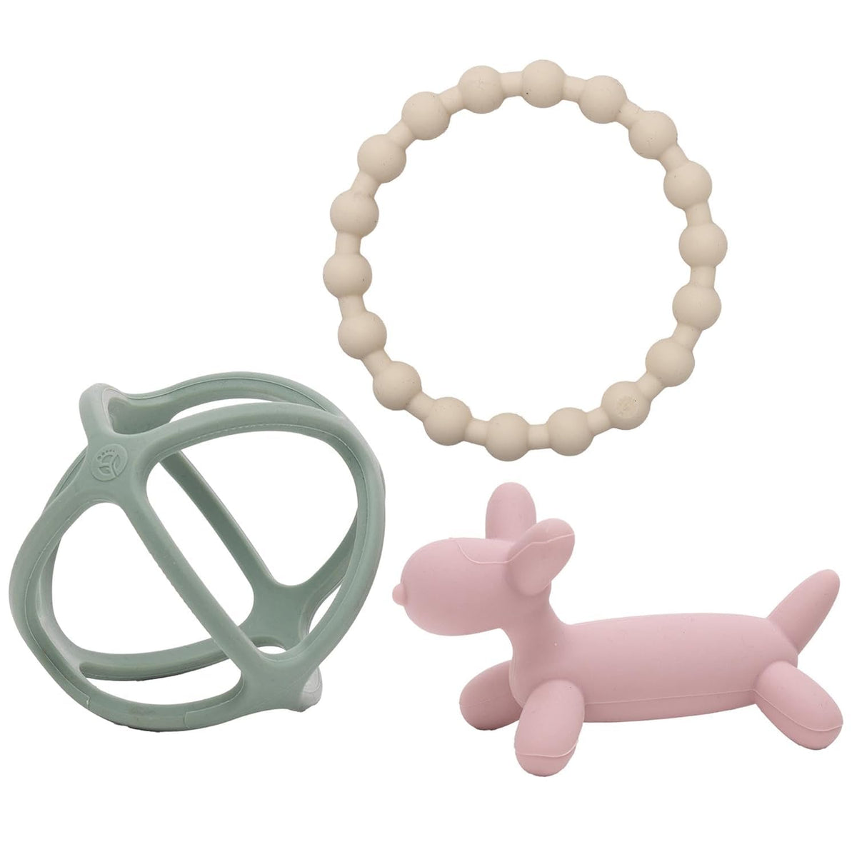 WeeSprout Silicone Baby Teether Toys for Infant Babies and Toddlers, Cute Ring, Puppy Dog, and