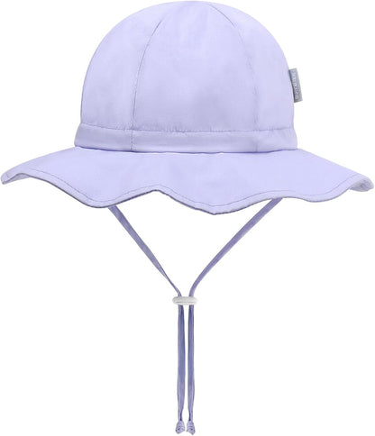 UPF 50+ Baby Bucket Hat - Wide Brim Sun Protection Beach Cap for Girls - Cute & Adjustable Toddler