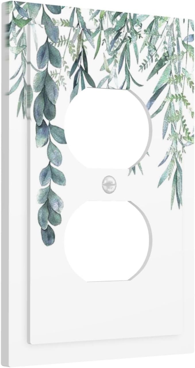 Eucalyptus Leaves Greenery Vine Flowers Simplicity Outlet Covers 1 Gang Duplex Light Switch Cover