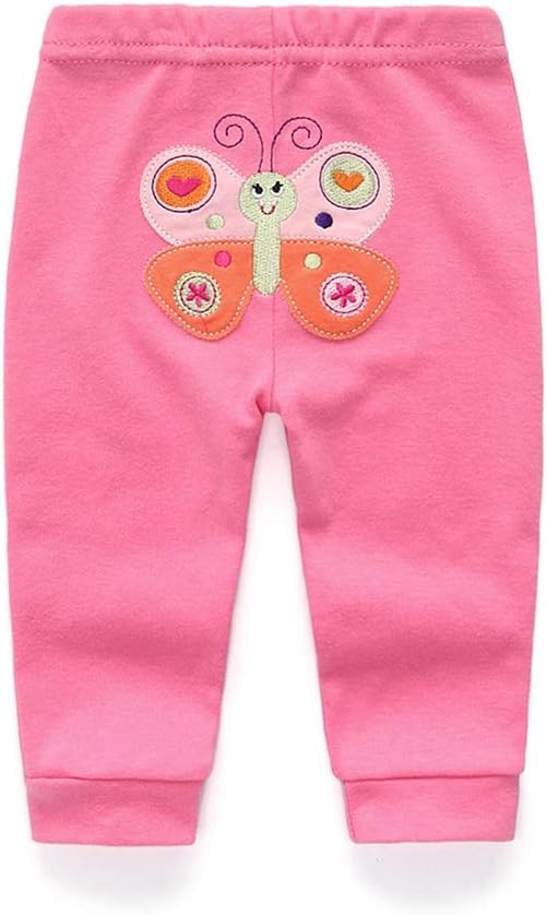 Unisex Newborn Baby Cotton 4-Pack Pants Embroidery Pringting Casual Leggings 0-24 Months for Boys