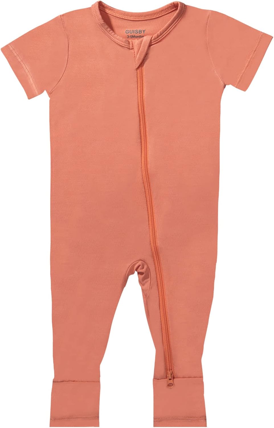 GUISBY Rayon Made from Bamboo Baby Pajamas, Summer Short Sleeve Footless Rompers, 2 Way Zipper