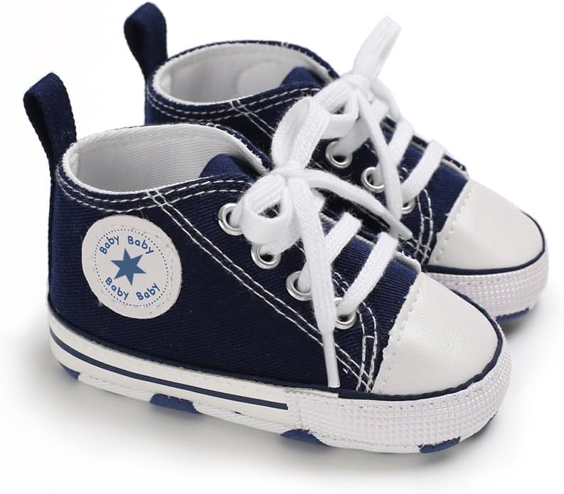 Unisex Baby Girls Boys Canvas High-top Shoes, Newborn Infant Anti-Slip Soft Sole Frist Walking
