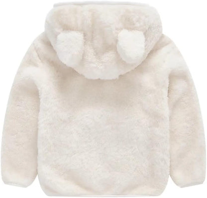AIWUHE Toddler Boys Girls Hooded Jacket Fleece Hoodie Winter Warm Solid Color Teddy Coat Zip-up