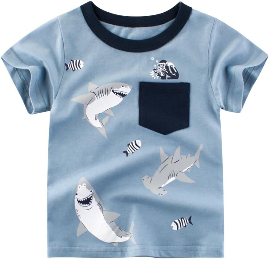 Boys' 4-Pack Excavator Short Sleeve Crewneck T-Shirts Top Tee Size 2-7 Years Toddler Boys' Value