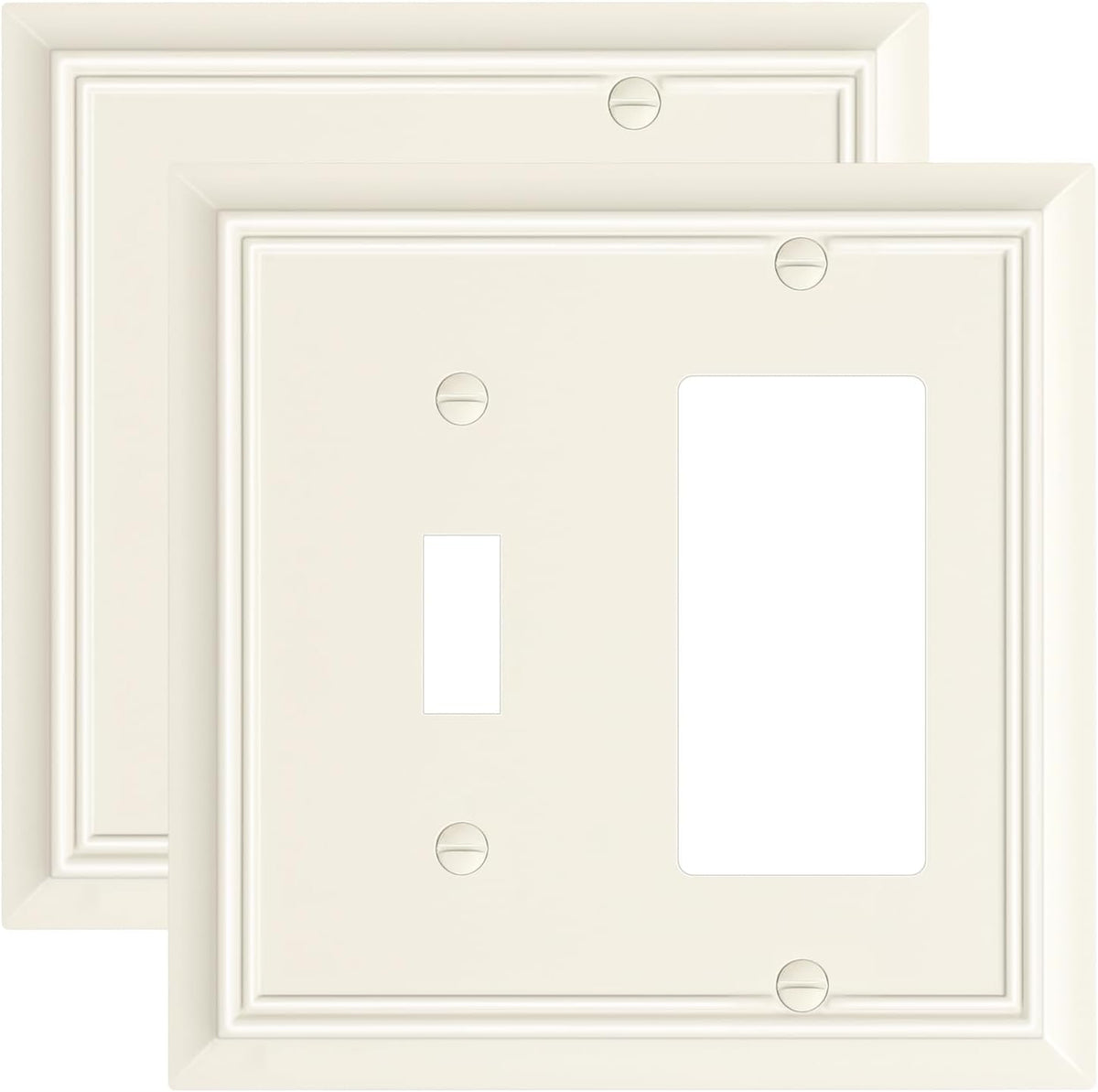 2-Pack Combo Toggle/Decorator Light Switch Cover Plate, Light Almond Decorative Electrical Outlet