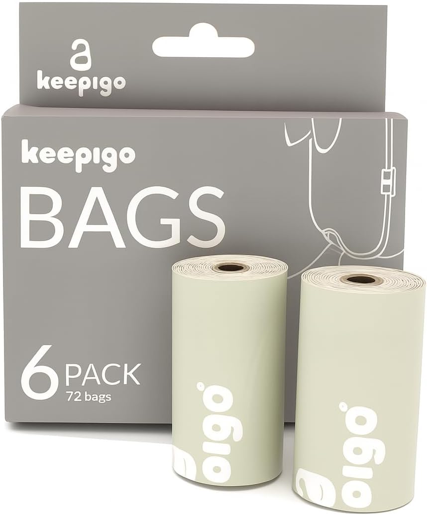 Compostable Disposable Diaper Bags Refills | 6 Rolls, 72 Leak-Proof, XL Biodegradable Baby Poop
