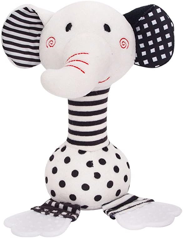 D-KINGCHY Baby Toys 0-12 Months, Black and White Newborn Toys, Soft Plush Rattle Stuffed Animal Toy