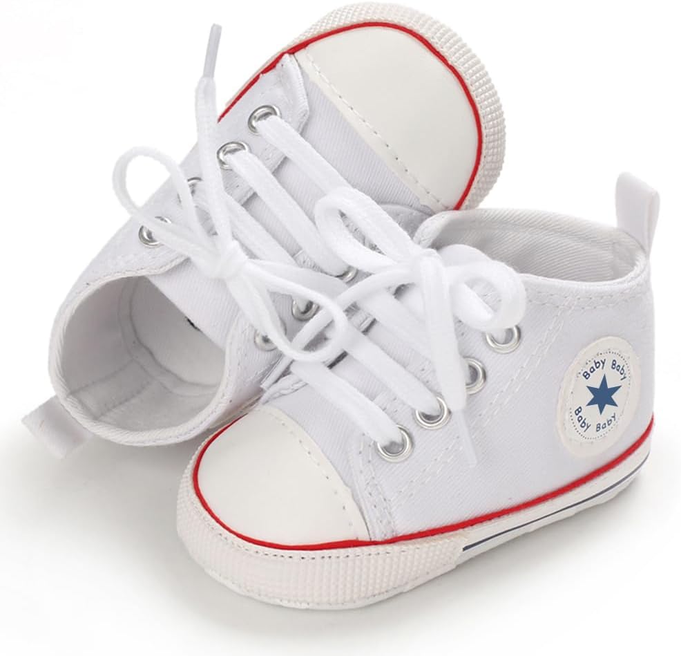 Unisex Baby Girls Boys Canvas High-top Shoes, Newborn Infant Anti-Slip Soft Sole Frist Walking