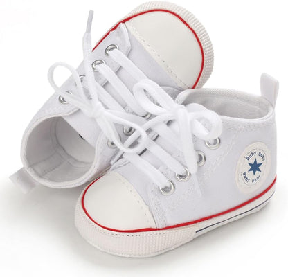 Unisex Baby Girls Boys Canvas High-top Shoes, Newborn Infant Anti-Slip Soft Sole Frist Walking
