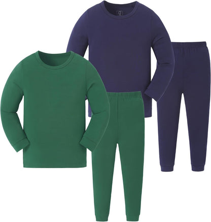 JunNeng Bamboo Viscose Pajamas for Toddler Baby, Boys Girls Solid Snug Fit Pajamas Long Sleeve