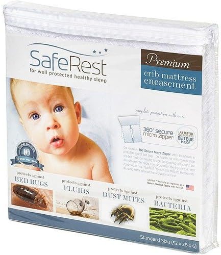 SafeRest Zippered Mattress Protector - Premium 6 Inch Waterproof Mattress Cover for Bed