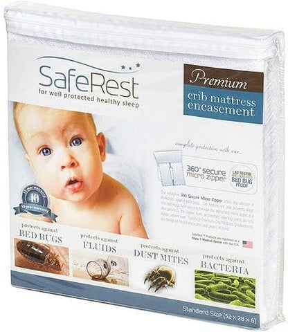 SafeRest Zippered Mattress Protector - Premium 6 Inch Waterproof Mattress Cover for Bed