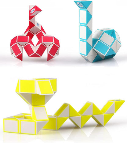 2PACK 36 Stages Fidget Magic Snake Cube Puzzles Twist Ruler Speed Cubes Brain Teaser Game Toys for