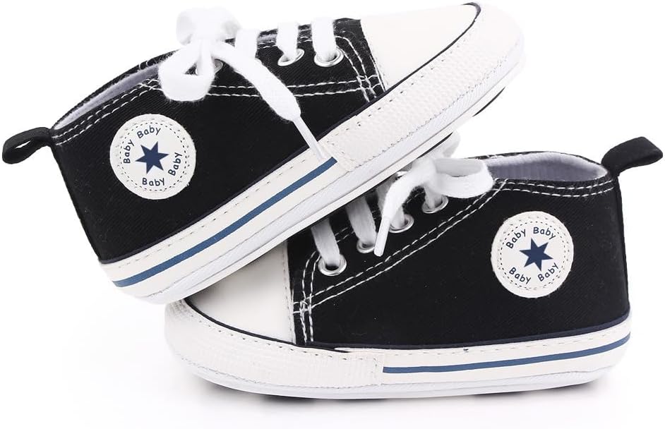 Unisex Baby Girls Boys Canvas High-top Shoes, Newborn Infant Anti-Slip Soft Sole Frist Walking