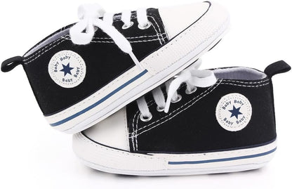 Unisex Baby Girls Boys Canvas High-top Shoes, Newborn Infant Anti-Slip Soft Sole Frist Walking