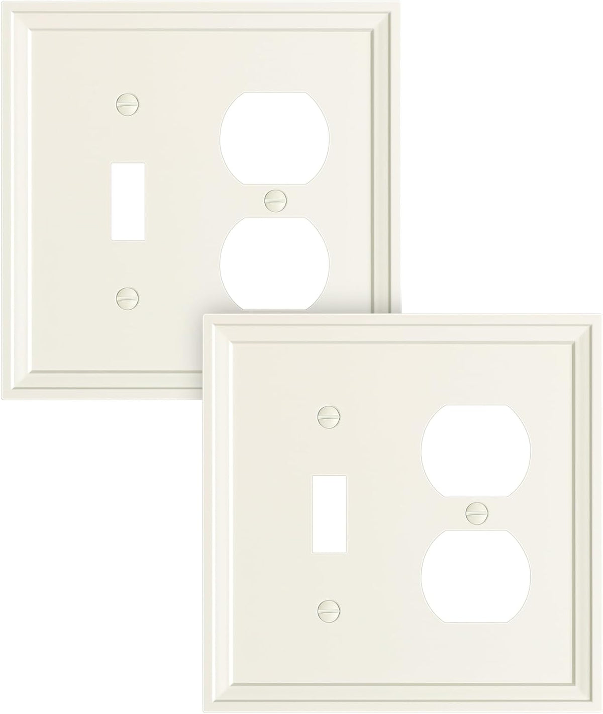 2-Pack Combo Toggle/Duplex Light Switch Cover Plate, Light Almond Wall Outlet Cover Plate, Natural