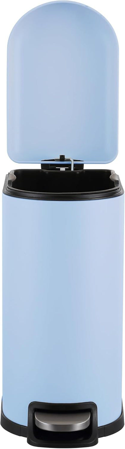 happimess HPM1009H Roland Mini 2.6-Gallon Step-Open Trash Can, Tide Pool Blue,with Soft-Close Lid