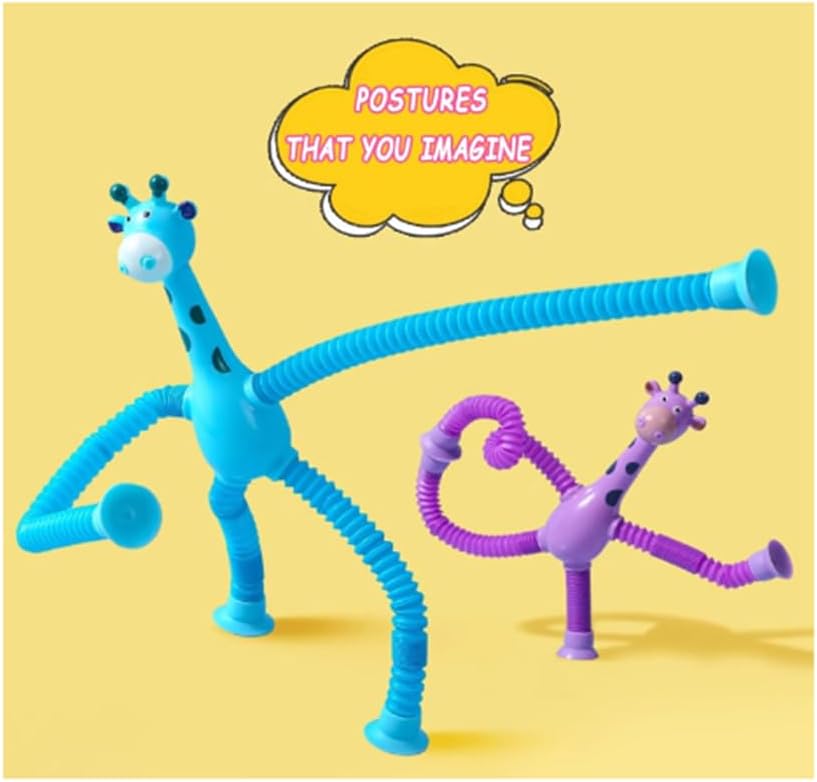 4 Pcs Telescopic Suction Cup Giraffe Toy, Funny Pop Tubes Sensory Toy for Toddlers, Educational