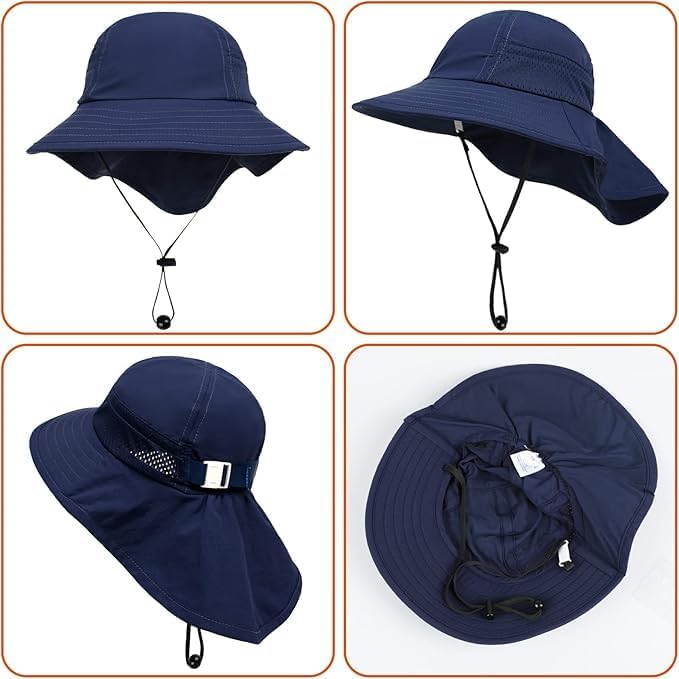 Toddler Baby Sun Hat Kids Summer UPF 50+ for Boys Girls Adjustable Beach Hats with Bucket Wide Brim