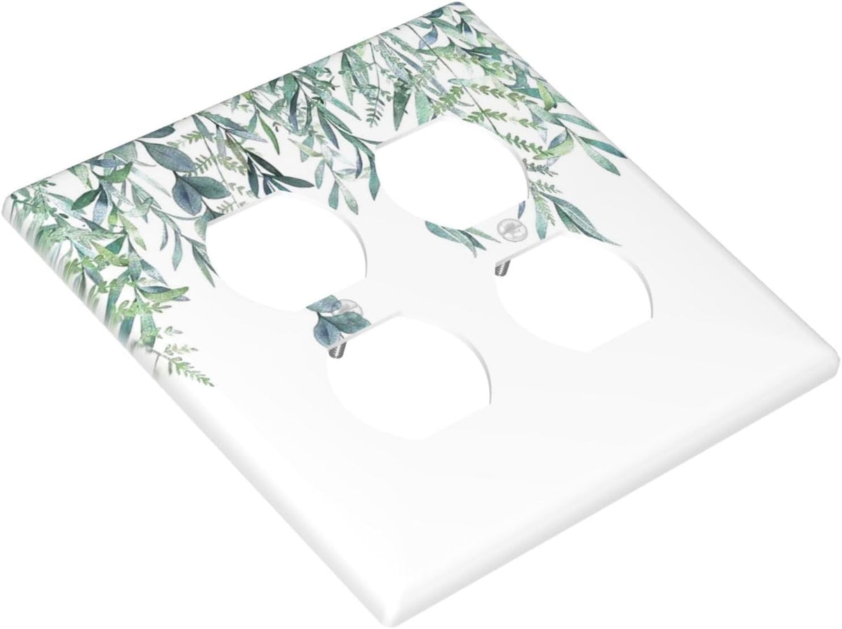 Eucalyptus Leaves Greenery Vine Flowers Simplicity Outlet Covers 2 Gang Double Duplex Decorative