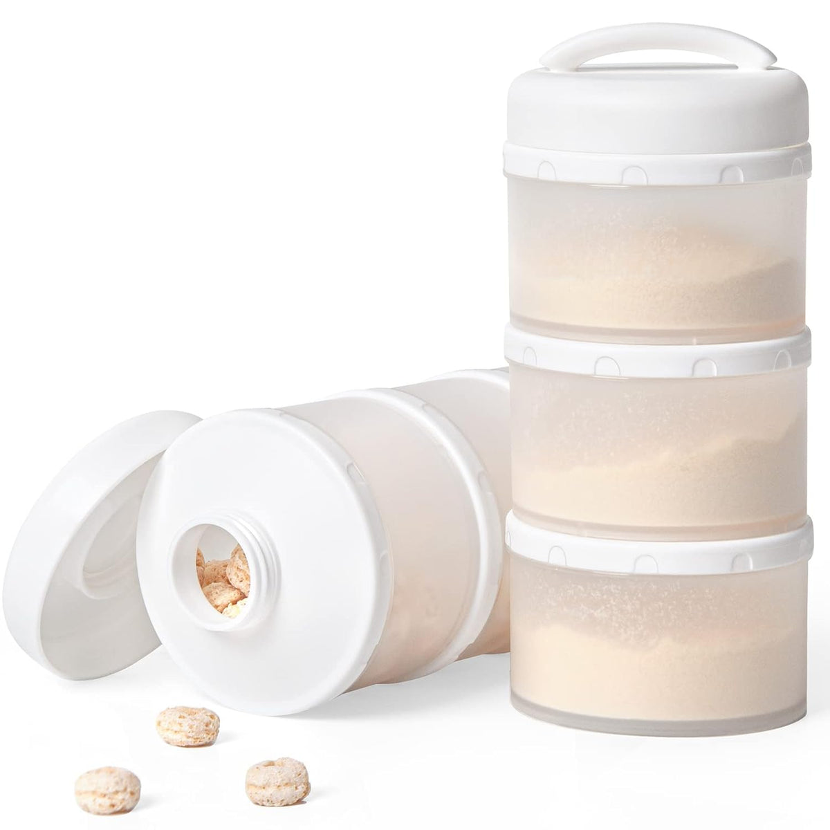 Termichy Stackable Formula Dispenser Portable Milk Powder Container, 2 Pack, White