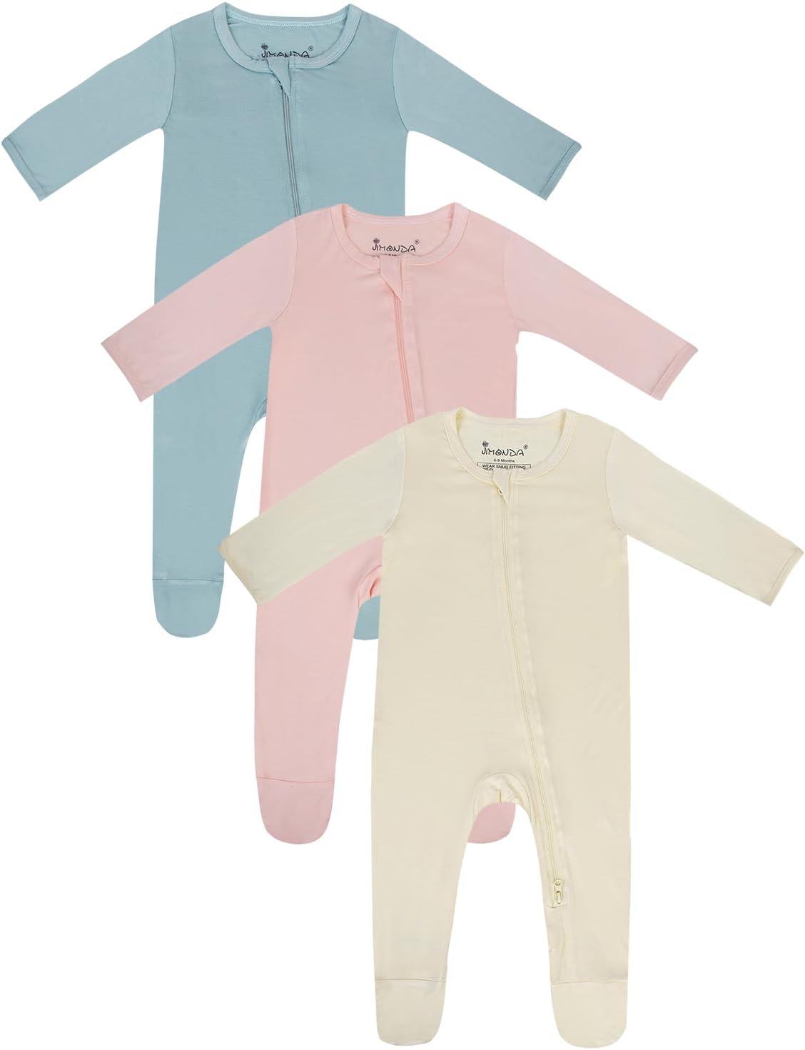 Jimonda Baby Romper Boys Girls Bamboo Pajamas 2-Way Zipper Footed Unisex Zip-Up Sleepers Sleep and