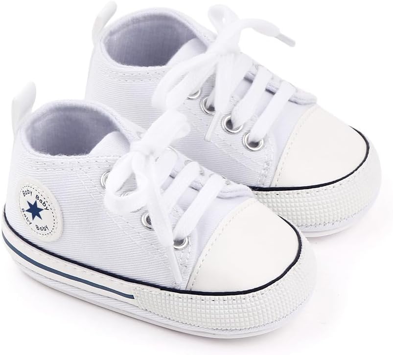 Unisex Baby Girls Boys Canvas High-top Shoes, Newborn Infant Anti-Slip Soft Sole Frist Walking