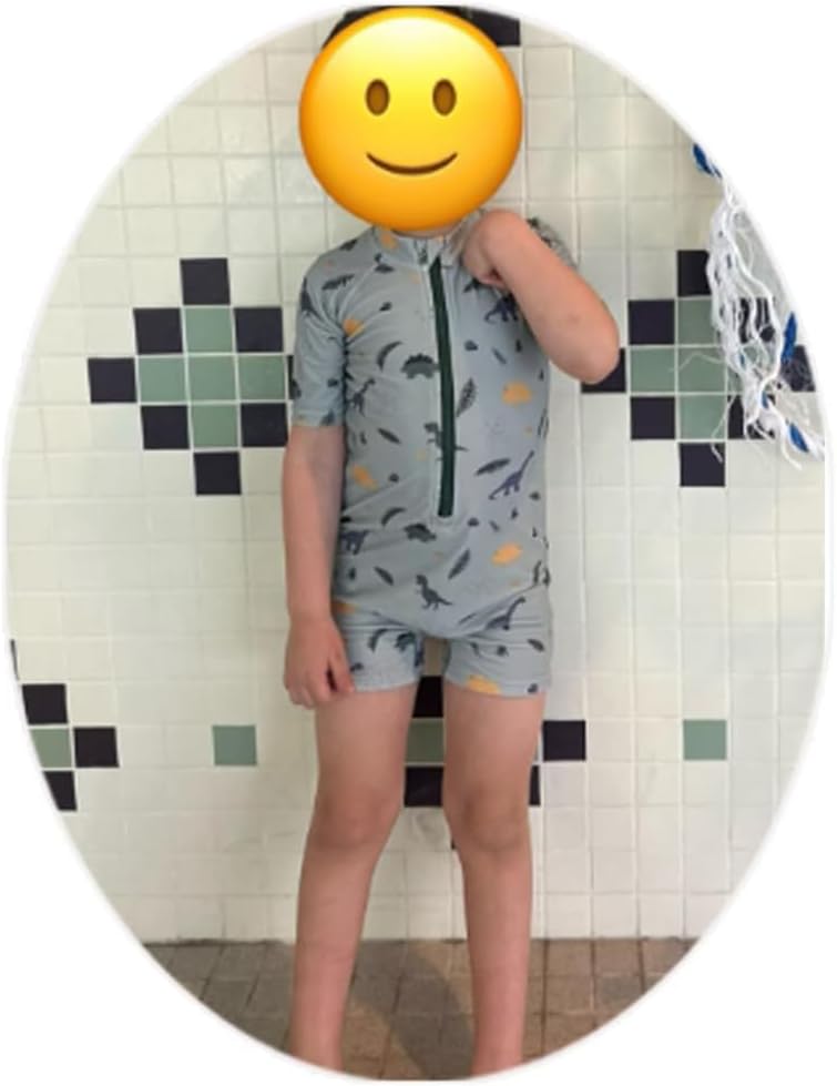 Boys One Piece Swimsuit Whale Dolphin Bathing Suit Zipper Rash Guard Kid Short Sleeve Swimwear