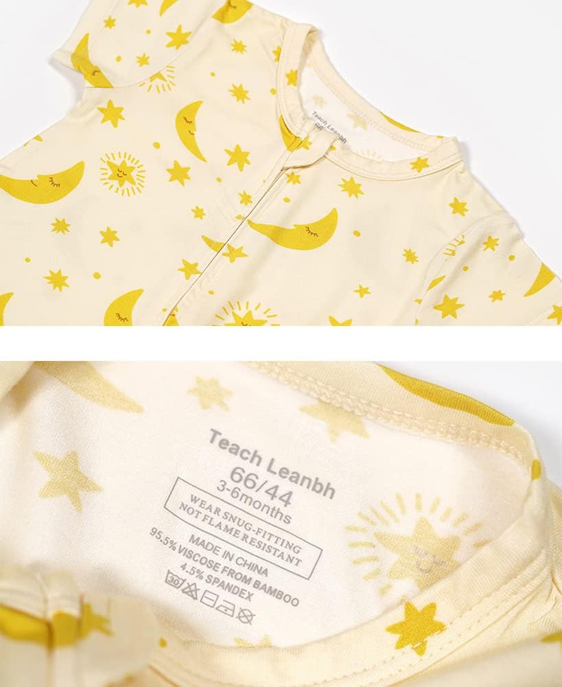 Teach Leanbh Baby Boys Girls 2 Pack Bamboo Viscose Pajamas 2 Way Zipper Short Sleeve Romper