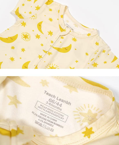 Teach Leanbh Baby Boys Girls 2 Pack Bamboo Viscose Pajamas 2 Way Zipper Short Sleeve Romper
