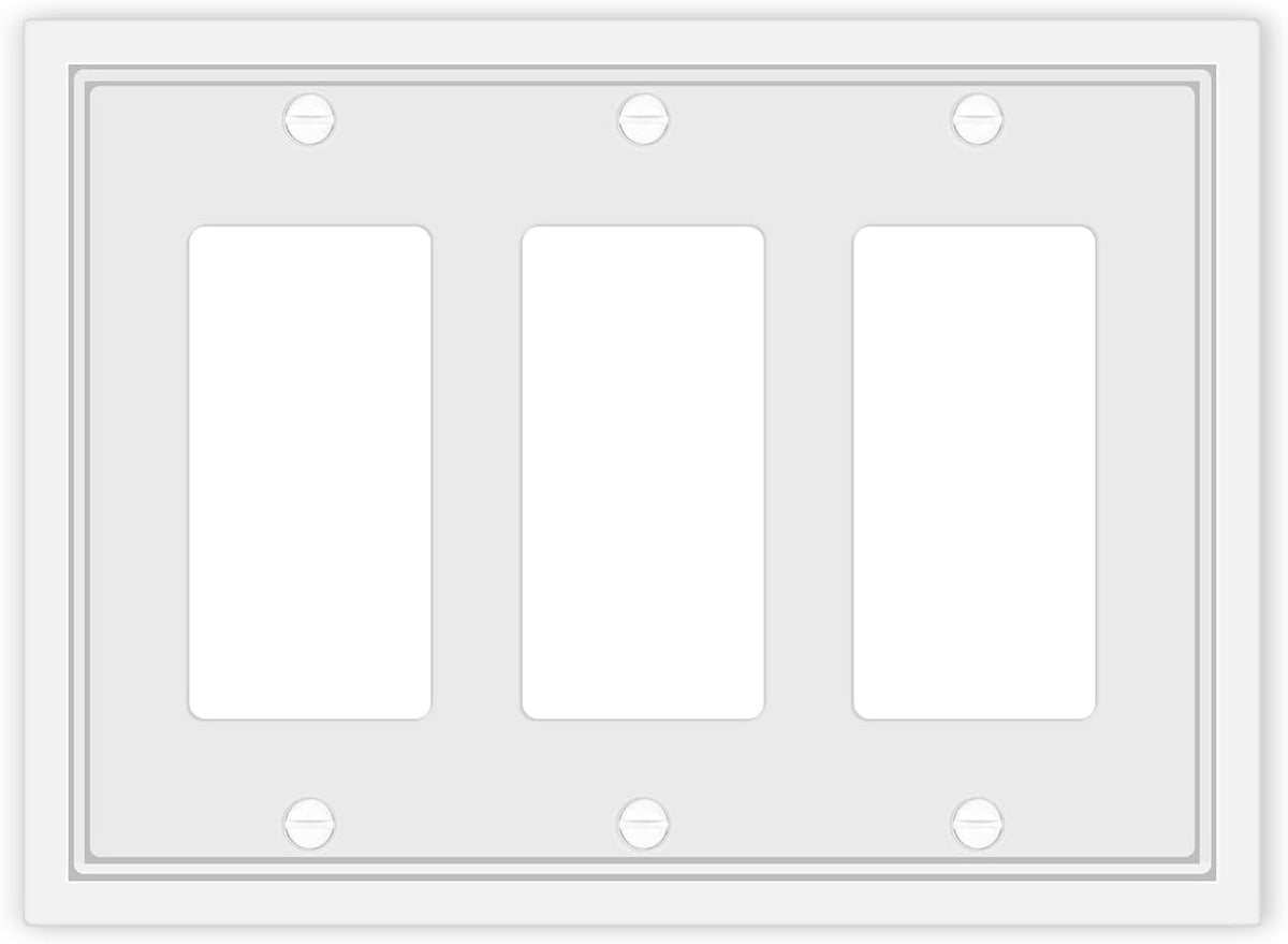 Triple Decorator Light Switch Cover Plate White Classic Decorative Rocker Switch Plates Cover