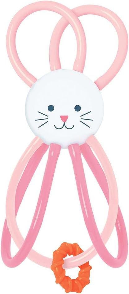 Manhattan Toy Zoo Animal Winkel Bunny Rabbit Multicolor Rattle & Sensory Teether for Baby and